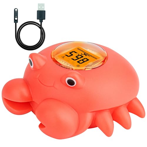 Crab Baby Bath Thermometer with Color LED, Rechargeable