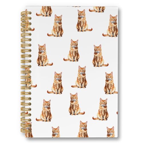 laveliabel Funny Orange Tabby Cat Spiral Notebook, Orange Tabby Cat Gifts Journaling Notebooks, Cats Lovers Gift College Ruled Spiral Notebook for School Office Supplies, 5.5x8.3inch