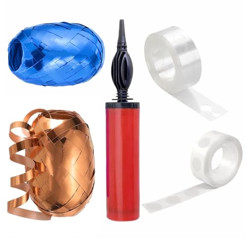 Image of Rozi Decoration Plastic Balloon Pump Hand Work With Curling Balloon Ribbon | Arch & Glue Dots | Air Balloon Pump Combo | Hand Pump Pack Of 9 Pcs, Multicolor