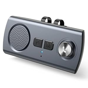 AGPTEK Hands Free Car Phone Kit Bluetooth 5.3, 5W Car Speaker for GPS Music with TF Card Slot, Siri Google Assistant Support, Motion AUTO ON, Wireless in Car Visor Speakerphone with Volume Knob