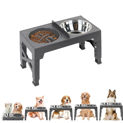 犬 食器台 昇降式フードボウル ペットボウル 餌入れ 5段階 高さ調節 折り畳み 早食い防止 ペット 中型犬 大型犬 フードスタンド フードボウル 食器スタンド 犬用食器 水飲み 餌台 エサ台 丸洗い