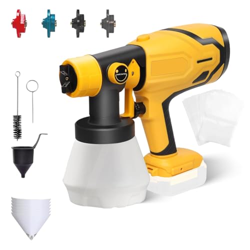 HiNADA Cordless Paint Sprayer for Dewalt 18-21V Battery, Electric Paint Sprayer with 1000ML,20 Pcs Cup Liners, Easy to Clean,4 Nozzles and 3 Patterns(Battery Not Included)