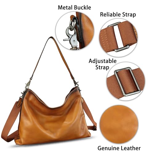 Image of Genuine Leather Hobo Bag for Women Tote Bag Vintage Handmade Shoulder Bag Crossbody Satchel Purses Pouch