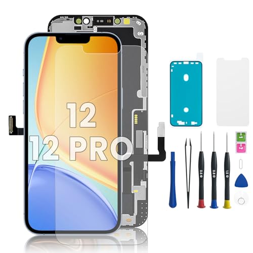 Hoonyer for iPhone 12/12 PRO Screen Replacement 6.1 Inch LCD Display & Digitizer Assembly with Repair Tool Kit Screen Protector & Adhesive Seal Fits A2633 A2482 A2631 A2634 A2635