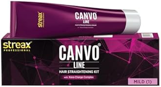 Streax Professional Canvoline Hair Straightening Cream, With Kera-Charge Complex, For All Hair Types, Mild, 160 gm