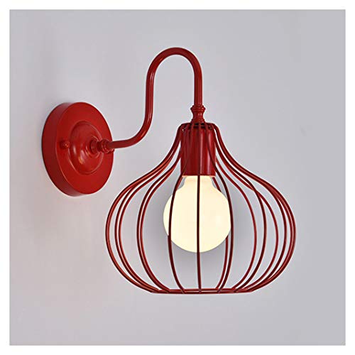KARAOT Lampada da parete retrò industriale E27 Base a forma di zucca Design Applique da parete Luce Art Deco Ferro per camera da letto Comodino Camera dei bambini Corridoio Ristorante Scala, Rosso