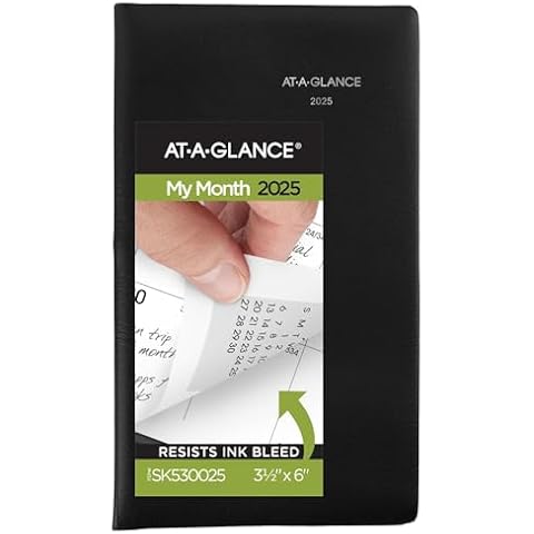 AT-A-GLANCE 2025 Planner, Monthly, 3-1/2" x 6", Pocket Size, DayMinder, Black (SK530025) Cover
