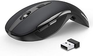 TECKNET Foldable Wireless Mouse, Portable Mini Mouse with USB Receiver, 6 Buttons, Compatible with Laptop,Notebook,Desktop Compute-Black