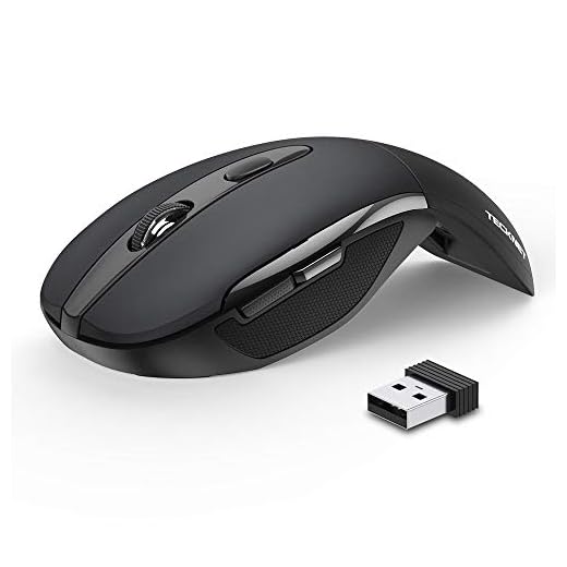 Folding Wireless Optical Mouse TeckNet 2.4G Portable Mouse with USB Nano Receiver for Notebook, PC, Laptop, Computer, 18 Month Battery Life, 3 Adjustable DPI Levels: 2000/1500/1000 DPI (Black)