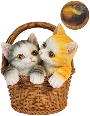invvni Home Decor Cat Statues Figurine - Outdoor Garden Cat Sculpture for Cat Lovers Gardeners Family with Pets, Best Art Décor for Indoor Outdoor Home or Office, Gifts for Women Mom