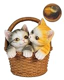 invvni Home Decor Cat Statues Figurine - Outdoor Garden Cat Sculpture for Cat Lovers Gardeners Famil