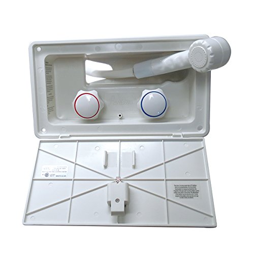 Fontanna 97022-A-5-DB Artic White Compact Exterior Shower with Latch and White Knob