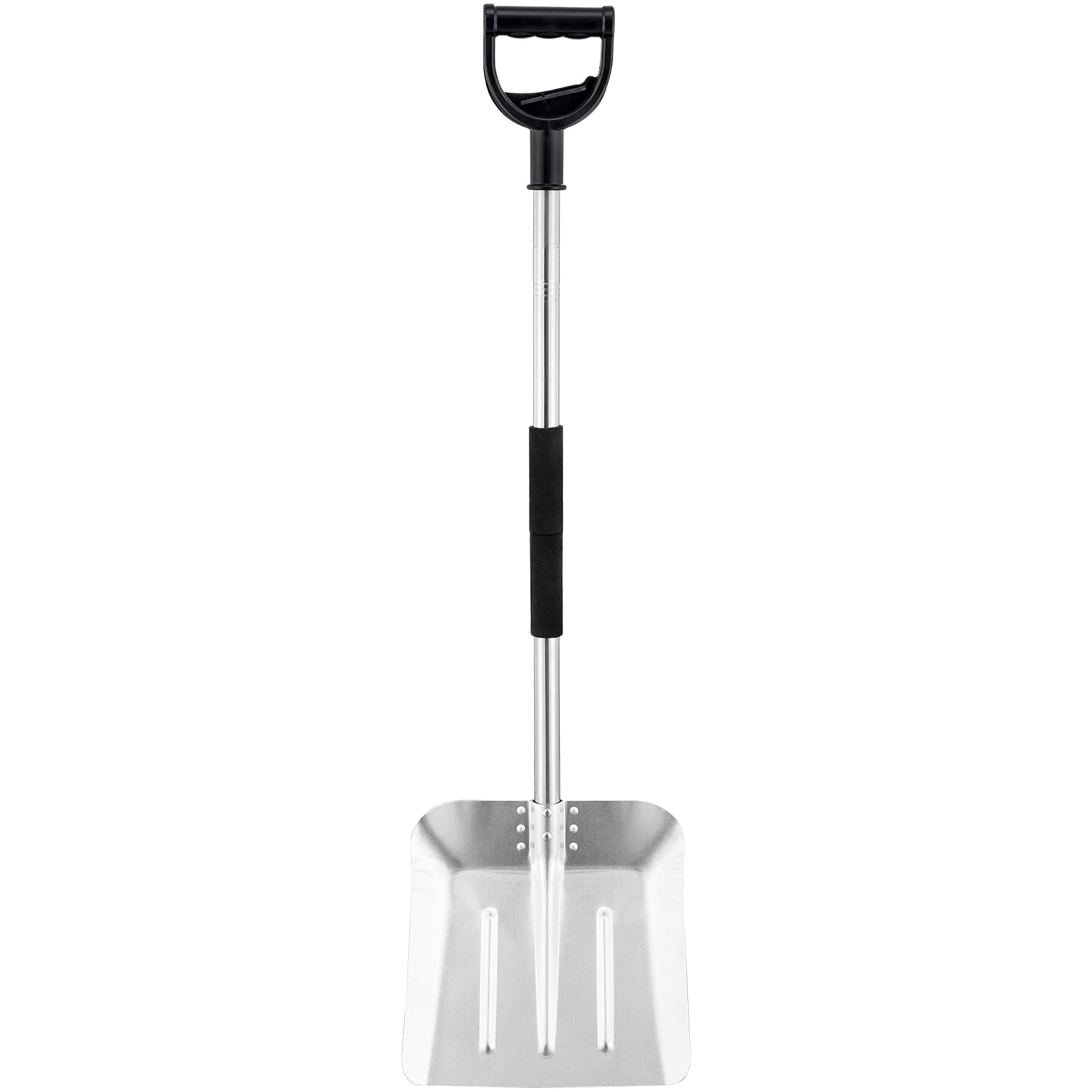 Schneeschaufeln Mit 163cm Langstiel, Hochfester Metall-Schneeschieber Mit 41cm Breiter Schaufel, Lang Ergonomischem Griff & Anti-Frost-Schaum Für