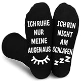 Gemtte Geschenk Socken mit Spruch, Ich Bin Nicht Am Schlafen Ich Ruhe Nur Meine Augen Aus, Lustige Socken für Papa Opa Männer Weihnachts Erntedankfest Vatertag Geschenk