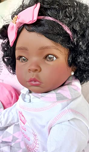 Boneca Negra Bebê Realista Menina Princesa Reborn Acessórios