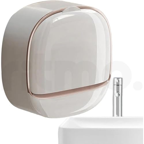 Image of Ritmo Soap Dish Space Saving Waterproof Drainable Wall Mounted Soap Box for Shower Waterproof Soap Dish with Drain Box, Wall Mounted Drain Soap Box, with Waterproof Flip Lid (White)