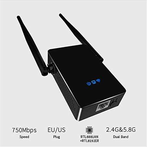 WLAN Repeater WiFi Range Extender WLAN-WLAN-Repeater mit 750 Mbps WiFi Range 2,4 GHz mit externen Antennen, Router/Repeater/Access Point-Modus,