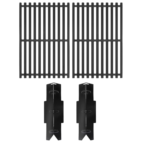 Outspark Grill Replacement Parts for Dyna-Glo BBQ Grill Models DGF350CSP DGF350CSP-D Porcelain Enameled Heat Plates and Cast Iron Cooking Grates