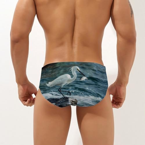Heron Water Bird Fish Novelty Men's Swimming Brief Swimwear Pants Trunks Beach Shorts Underwear2