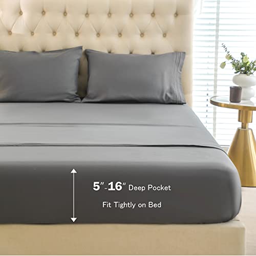Setlily Twin Sheets - Super Soft Bed Sheets Twin - Microfiber 1800 Tc Hotel Luxury 3Pc Bed Sheets & Pillowcases Set - Deep Pockect For 5"-16" Mattress - Wrinkle,Stain,Fade Resistant(Twin,Dark Grey) #TOP3
