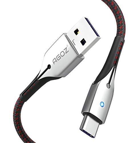 AGOZ 4FT 3A Type USB C Cable with LED Light, Fast Charger Compatible for Samsung Galaxy S24 S23 FE, A02s A03s A14 A15 A23 A24 A32 A34 A51 A52 A53 A54 A71, Z Fold 5 5G, Google Pixel 9 Pro, 8A, Fold