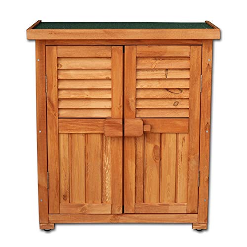 YLYWCG Plastic Garden Deck Box ，Outdoor Garden Balcony Farm Waterproof Sunscreen Anti-corrosion Solid Wood Storage Locker Storage Compartment，85x42.5x69.5cm