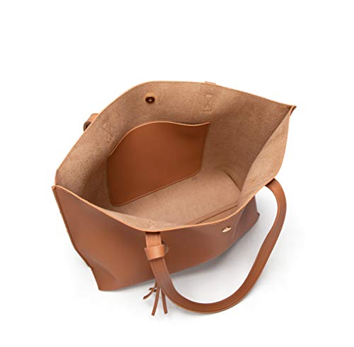 Image of Dreubea Women's Soft Faux Leather Tote Shoulder Bag from, Big Capacity Tassel Handbag