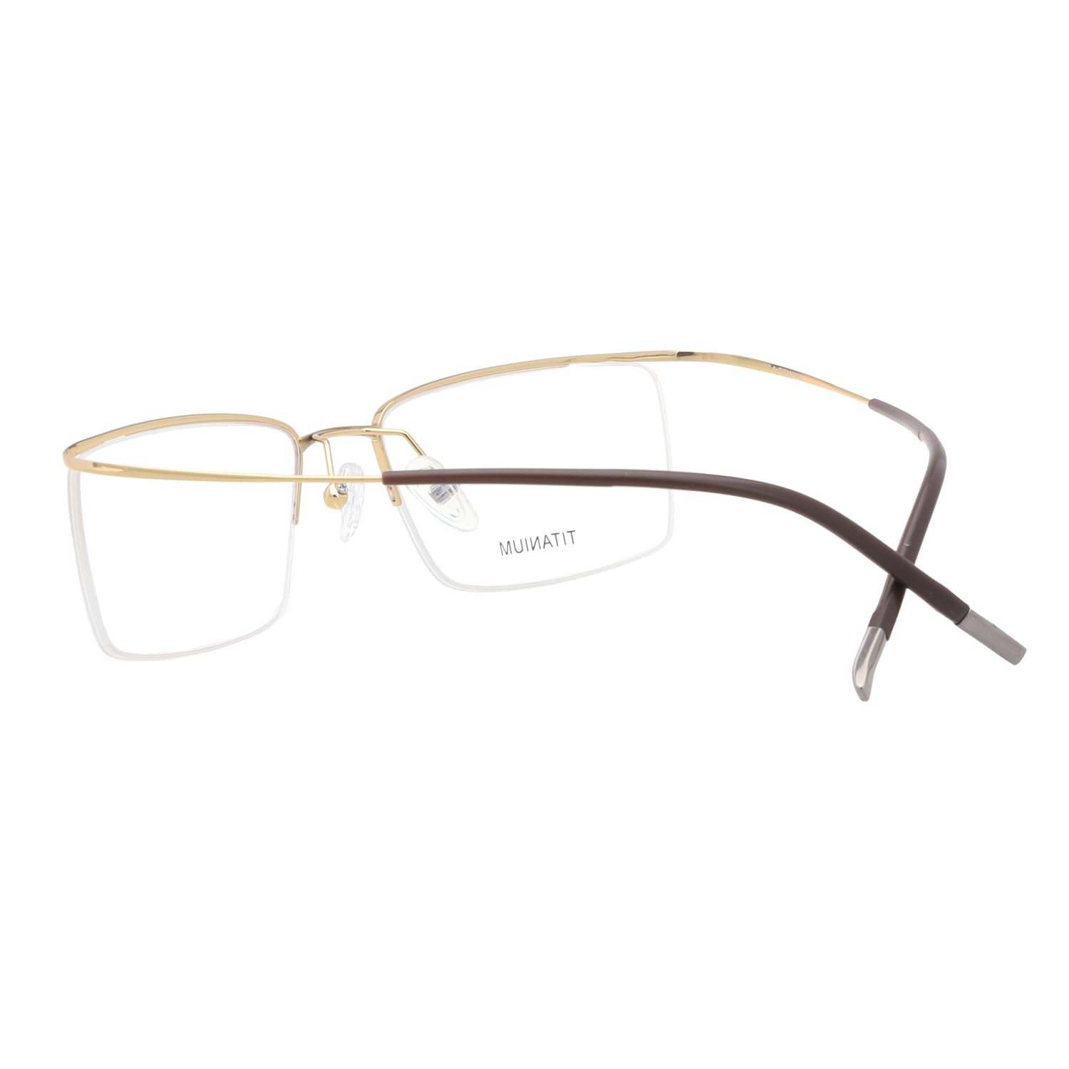 Titanium Half Frame Eyeglass Frames Men's 100% Pure Titanium Eyeglass ...