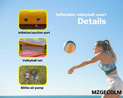 Mzgecolm 33 Ft Yellow&Pink Inflatable Volleyball Court For Outdoor Water Sports #TOP5