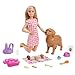 Barbie Perritos recién Nacidos Muñeca Rubia con Perrito y Accesorios de Juguete, Regalo para niñas y niños +3 años (Mattel HCK75)