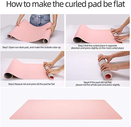 Tapis de bureau en cuir PU anti-bruit sous-main étanche rose Ruby Lil - 6
