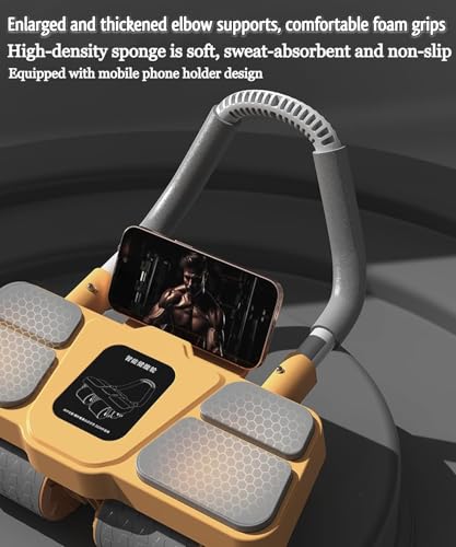 Image of ANTARYAMI Automatic Rebound Ab Roller | Four Wheel Abdominal Exercise Roller with Digital Timer & Phone Holder | Core Workout Equipment for Home & Gym (Big) (Black)
