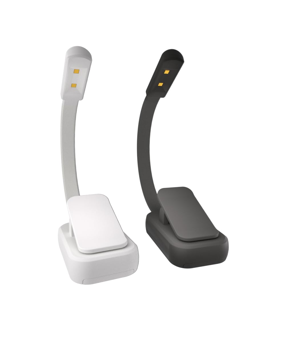 Book Light,Reading Lights for Books in Bed,AAA Battery Clip-On Led Reading Light with 3 Colors &amp; Stepless Dimming,Portable and Ultra-Lightweight with Long Runtime(WH BK)
