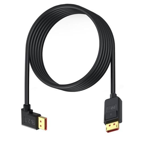 Câble DisplayPort 2.1 52 Gbps de 1,8 m avec connecteur mâle à angle gauche pour écran gamer