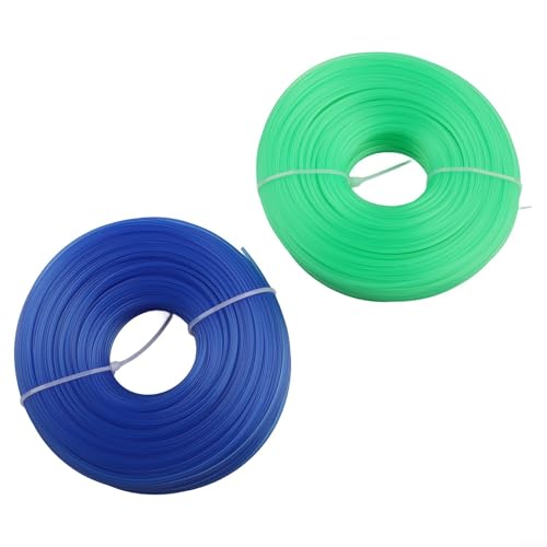 Niceminiwall 2pcs 1.6mm Fil de débroussailleuse en nylon pour débroussailleuse et tondeuse à gazon – 200 m au total (100 m par bobine), corde de tonte ronde de jardin, résistante à la chaleur et à la