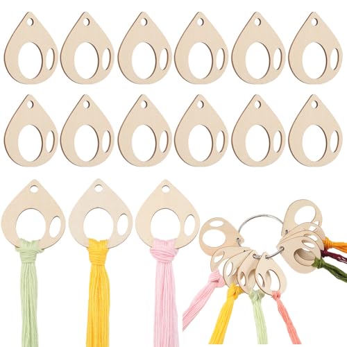 GORGECRAFT 100Pcs Teardrop Embroidery Floss Drops Wood Thread Cross Stitch Bobbins 5 x 4.4CM Winding Board Card Needlework Thread Organization with Floss Ring for Craft DIY Sewing Storage Supplies