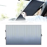 Enerfero Parasol Coche Delantero Retráctil Automático, Visera Solar para Parabrisas con Ventosas Reforzadas, Cortina Protección UV y Aislamiento Térmico, Fácil Instalación para Coches SUV Camionetas