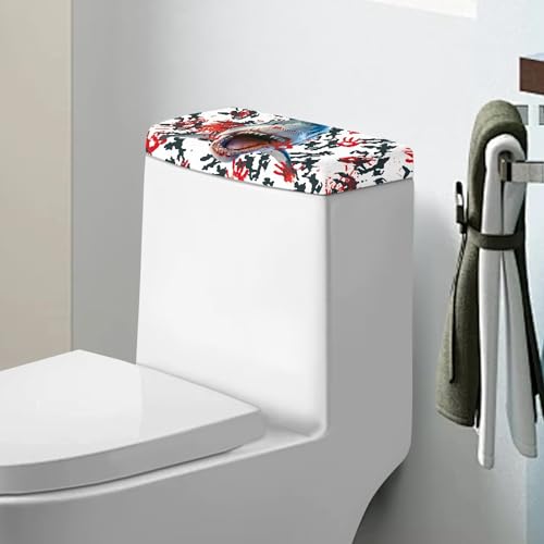 Zanxiantu Cool Shark Toilet Tank Cover Soft and Absorbent Toilet Tank Lid Cover Toilet Tank Lid Replacement Toilet Tank Protector Cover Bathroom Home Indoor Decor