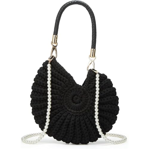 Image of Bohemia Crochet Handwoven Seashell Bag Women Summer Beach Bag Boho Evening Clutch Purses Shoulder Crossbody Bags