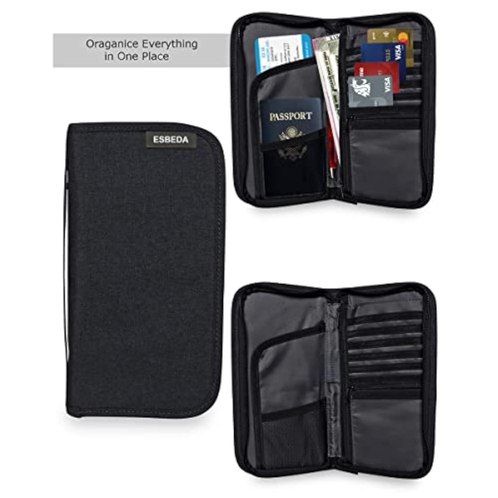 RFID Travel Passport Holder Wallet Case, Document Organizer
