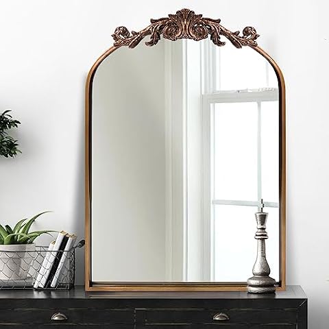 OUSHUAI Vintage Gold Baroque Wall Mirror Cover