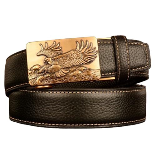 Ceinture en cuir à cliquet pour homme avec boucle gravée aigle élégante