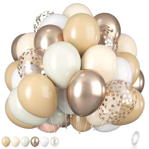 Cream and Sand Gold Balloons Set, 12 Inch...