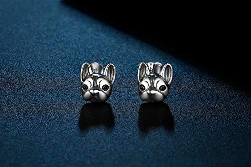 Presentski Dog Earrings,French Bulldog Puppy Animal Stud Earrings 925 Sterling Silver Pug Earring Studs Hypoallergenic Jewelry for Women3