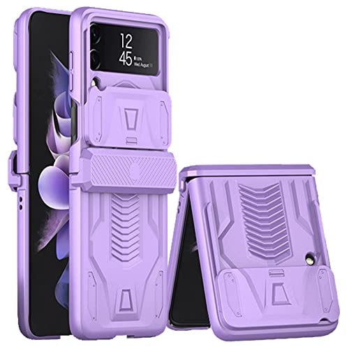 for Samsung Galaxy Z Flip 3 Case with Hinge Protection Device and Sliding Camera Protection Cover,Military-Grade Armor Protection Case for Samsung Z Flip 3 5G (Black)