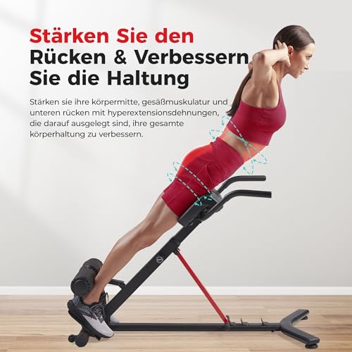 Sunny Health & Fitness Klappbarer Roman Chair Rückentrainer Hyperextensionsstuhl, multifunktionales Trainingsgerät, Heimfitness-Sit-Up-Bank für Gesäß- und Bauchmuskeltraining - SF-BH620062