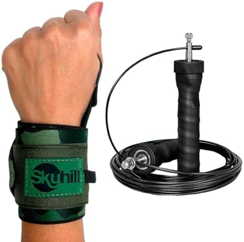 Kit Munhequeira Elástica Camuflada Skyhill e Corda Speed Pro Cros...
