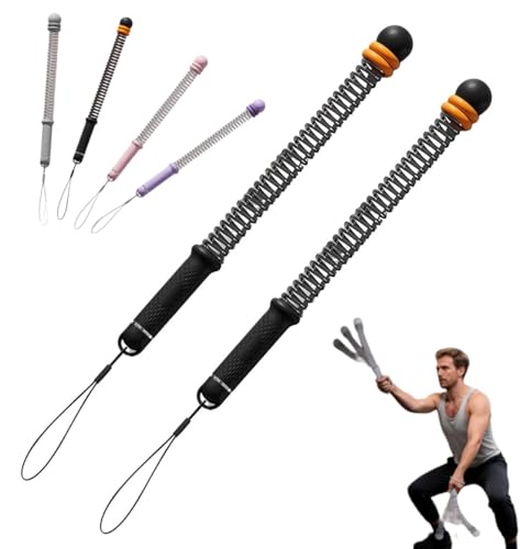 2026 Upgraded Adjustable Ropeless Battle Ropes, Portable Cordless Battle Ropes with Resistance Springs, Quiet Space-Saving for Full Body Training All Fitness Levels Home Gym (Black Orange)