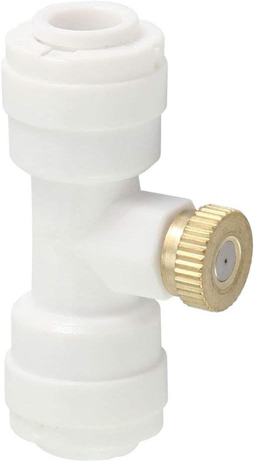 SPENCER 20 Pack Brass Misting Nozzles Kit, 0.4mm 1024 UNC, 20pcs Thread Misting Nozzle Tees 14 Slip Lock with 2pcs Plug for Outdoor Cooling System Patio Misting System Nozzles Replacement White