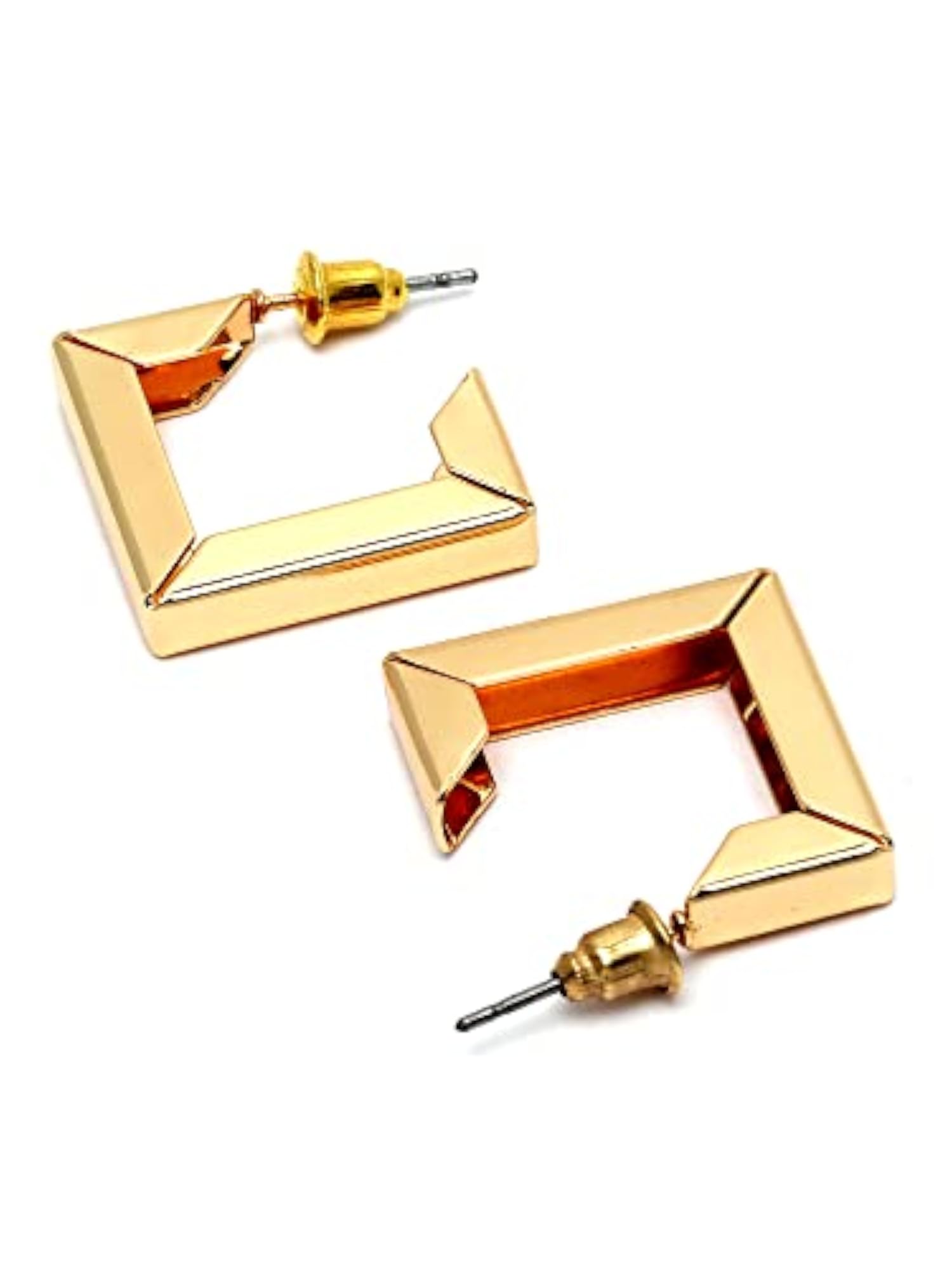 Women's Gold Tone Metallic Half Hoop Earrings
